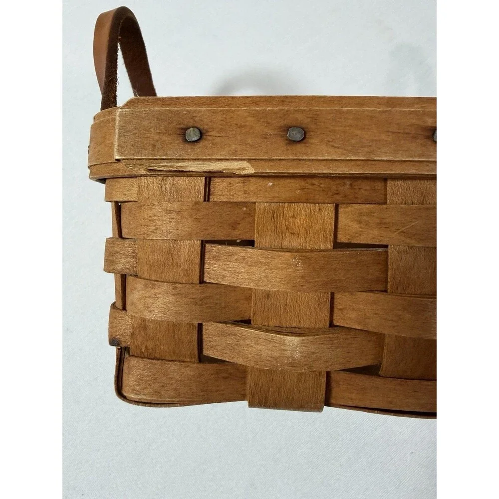 Longaberger Brown Wooden Basket 1992 Salt & Pepper Holder With Plastic Liner